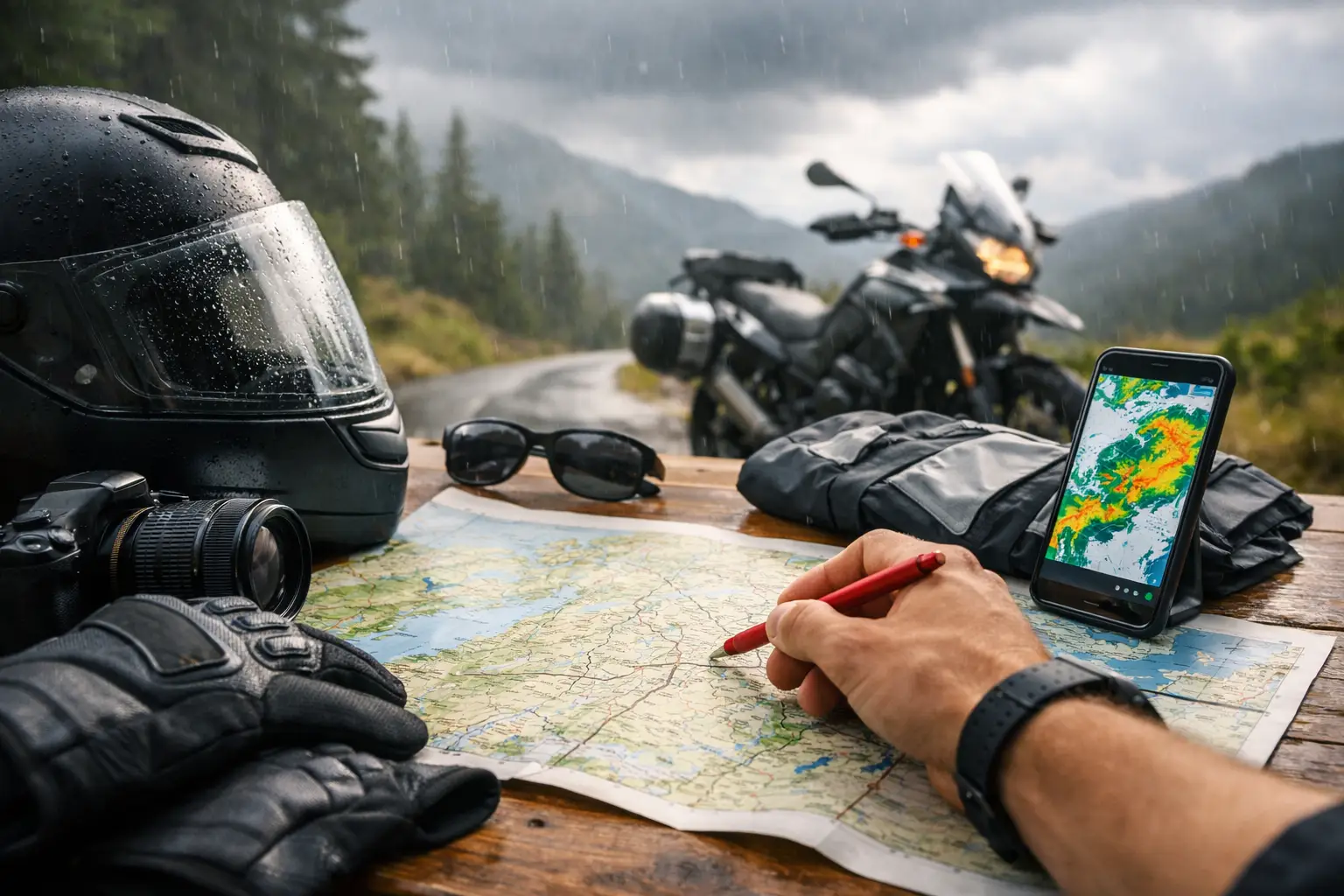 Rain-Aware Motorcycle Trip Planning That Works